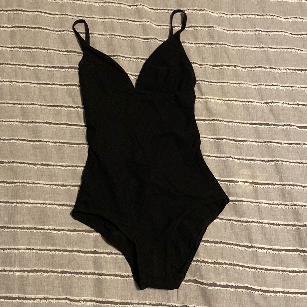 Black low back tory burch one-piece